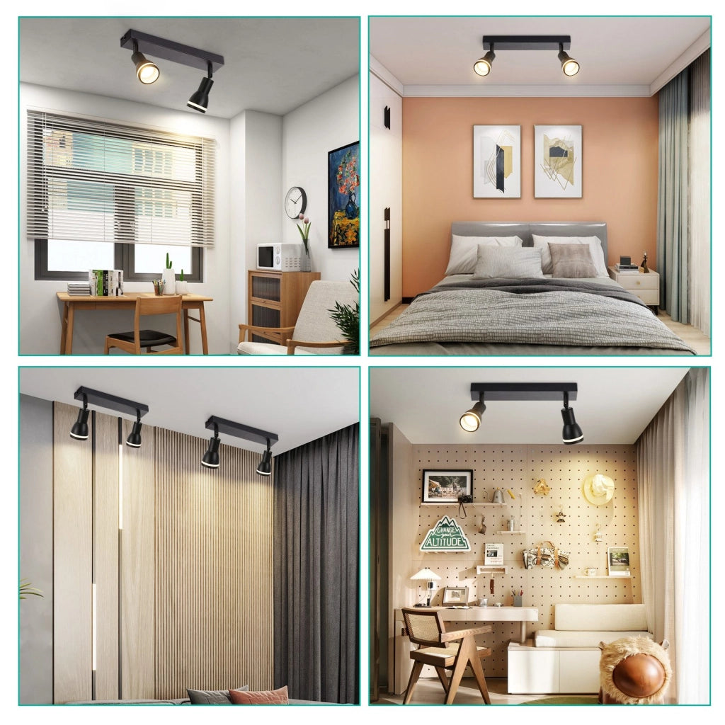 ZMH Faretto da soffitto LED neri 2 lampadine GU10 orientabili moderni per soggiorno