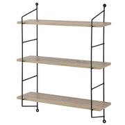 Mensola da parete con 3 ripiani struttura in acciaio 48 x 15 cm effetto legno 03_0001712