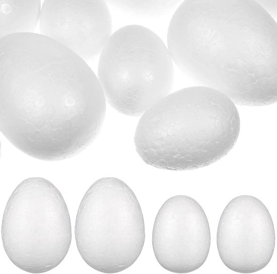 Uova di schiuma in gomma 40 pezzi - Uova vuote per decorare - Progetti di scuola - Decorazioni - Uova di schiuma sicure per il giardinaggio - Uova di schiuma per attività di creatività