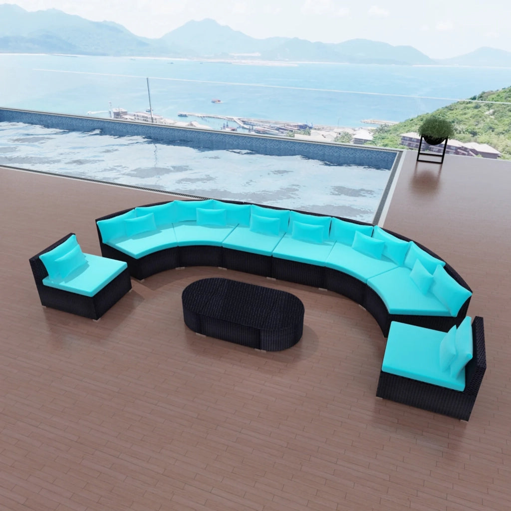 Set di Divani Rotondi 11 pcs Blu polyrattan 42399