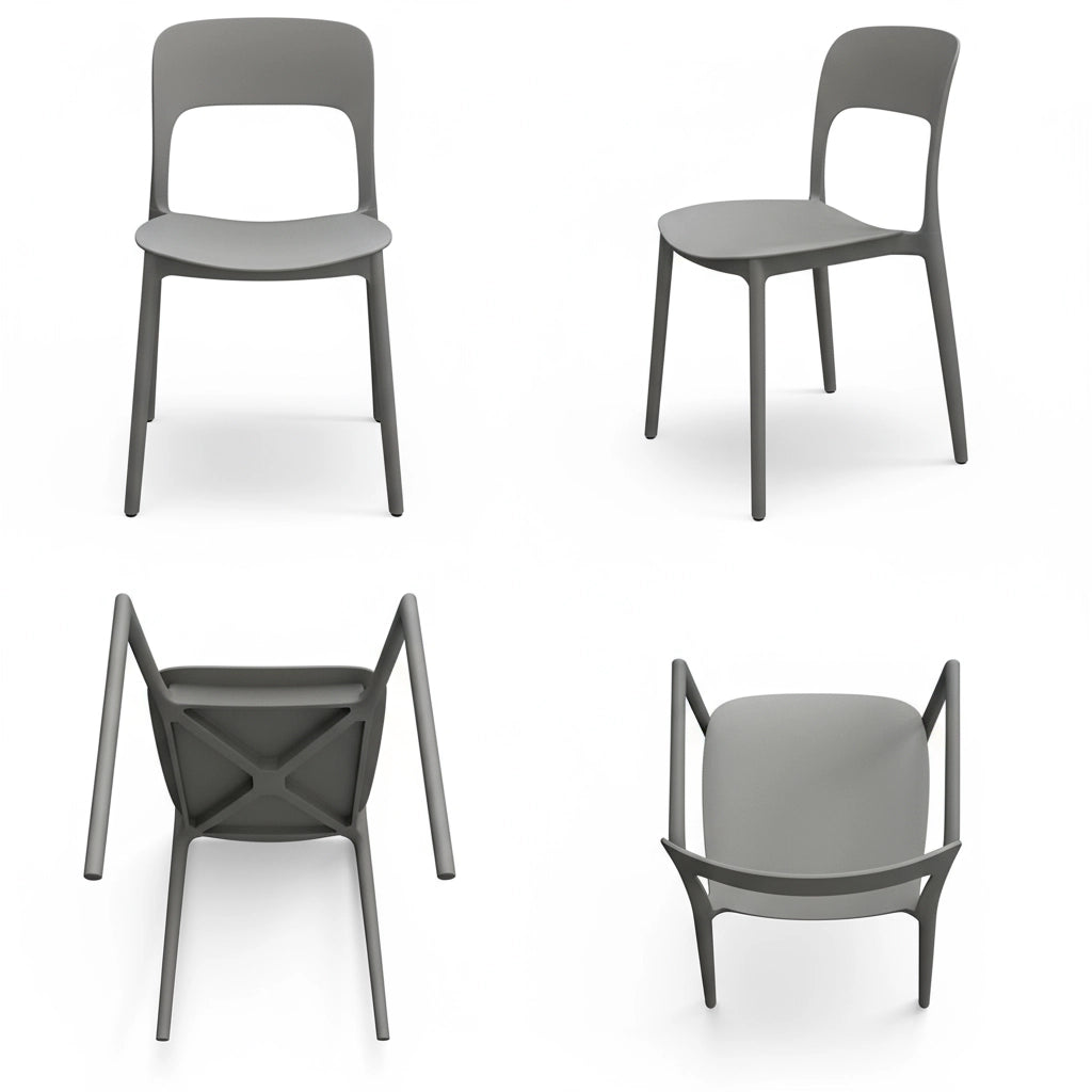 Set 4 Sedi In Polipropilene Impilabili Leggere E Resistenti Ideali Per Esterni Terrazze Giardini Bar Dehors Ristoranti Per Giardino 41 x 82,5 x 52 cm Grigio