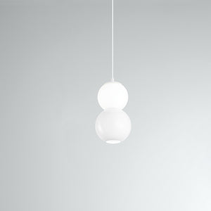 Lampadario Contemporaneo Binario Metallo Bianco Vetro Led 10+10W 3000K