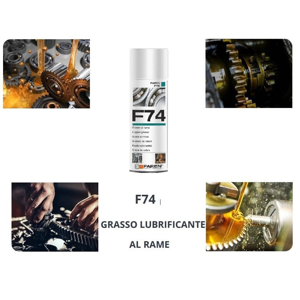 GRASSO LUBRIFICANTE E ANTIGRIPPANTE AL RAME F74 SPRAY 400ml RESISTE A 1000°FAREN