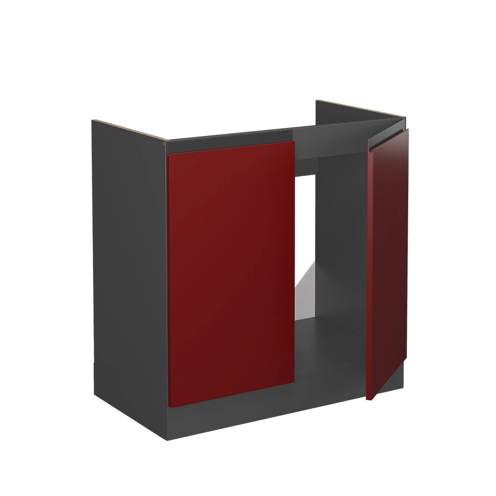 Vicco Mobile lavello cucina Rosso 80 cm , PL Rovere