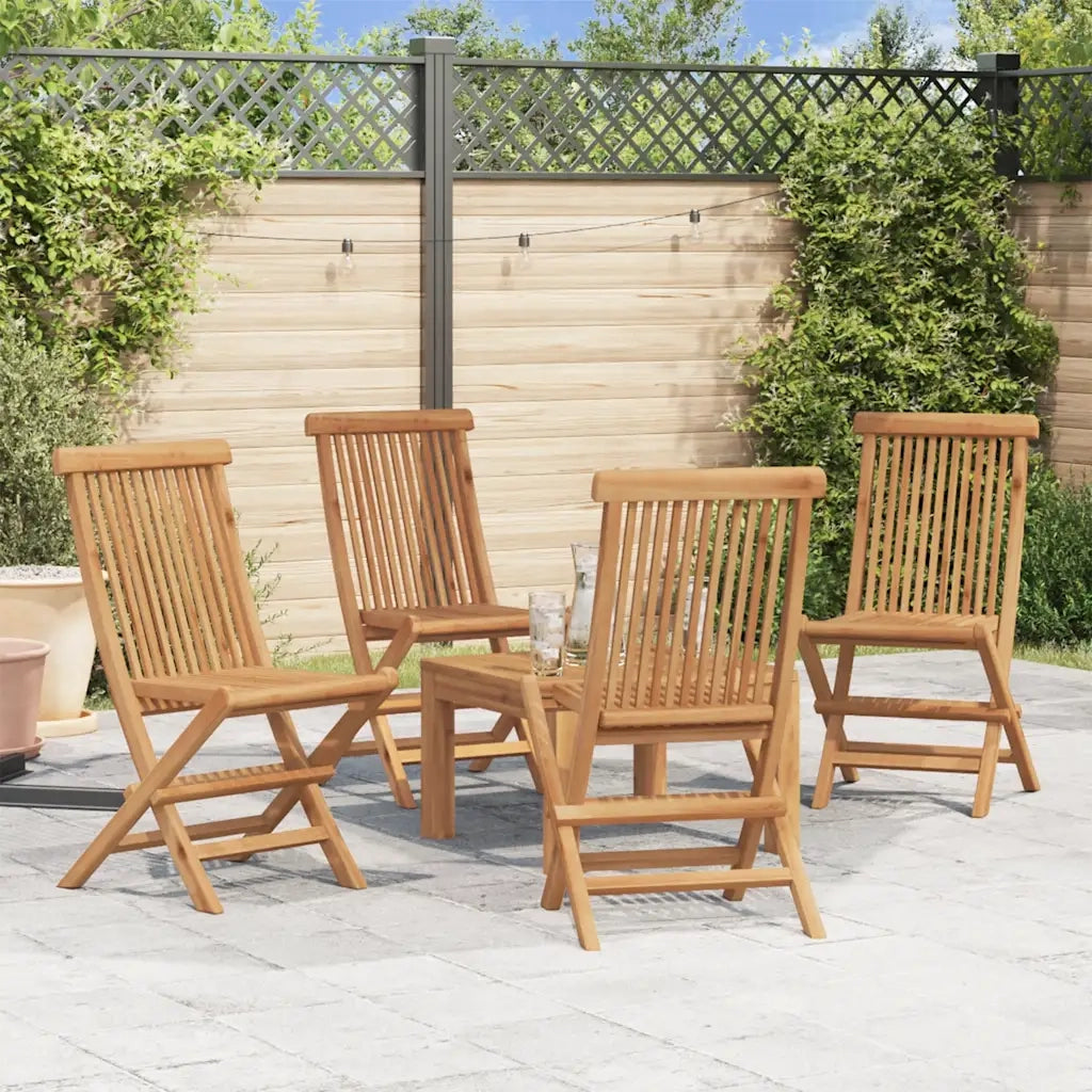 Sedie da Giardino Pieghevoli 4 pz in Legno Massello di Teak