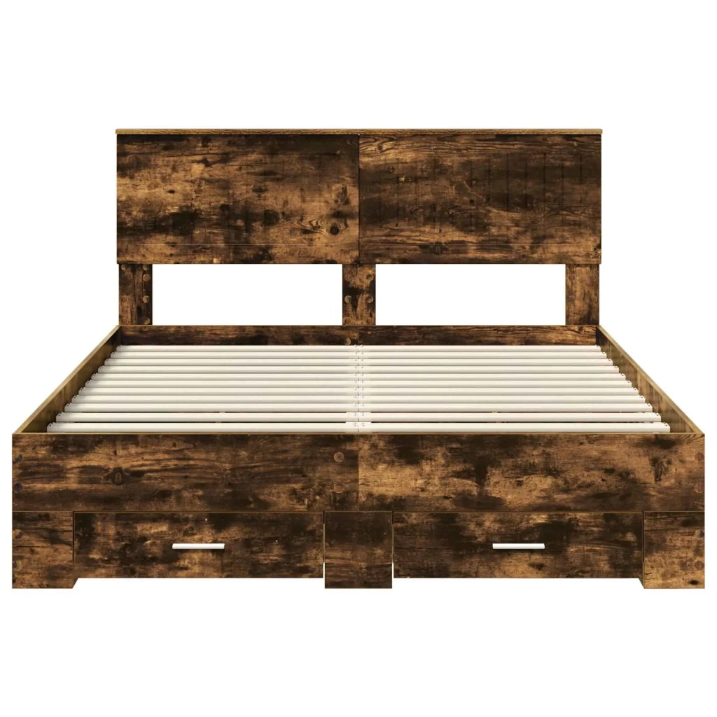 Struttura del letto Rovere fumé 135 x 190 cm Legno multistrato