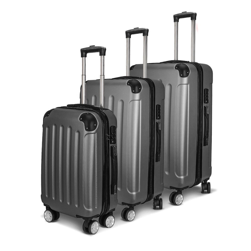 Set di 3 valigie ¨C Minimal ¨C grigio scuro, resistente a graffi e urti, materiale ABS