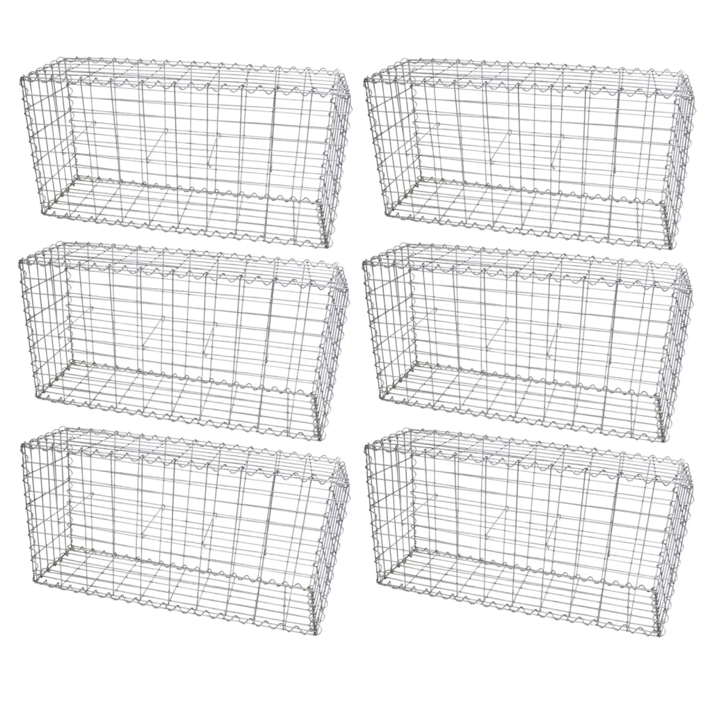 Gabbioni in Acciaio Galvanizzato 100x50x30cm Set 6 per Giardino