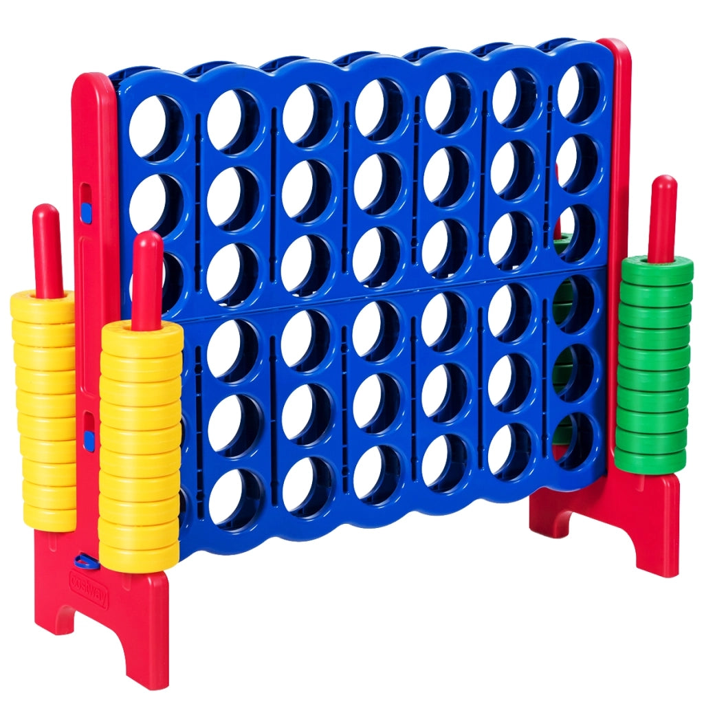 Forza 4 gigante per bambini e adulti, Gioco da interno ed esterno alto 104 cm con 42 pedine e barra, Rosso-Giochi su prato