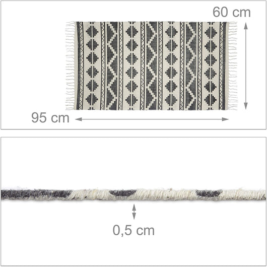 Tappeto runner con stampa geometrica per corridoio soggiorno 60 x 95 cm cotone bianco 13_0002833