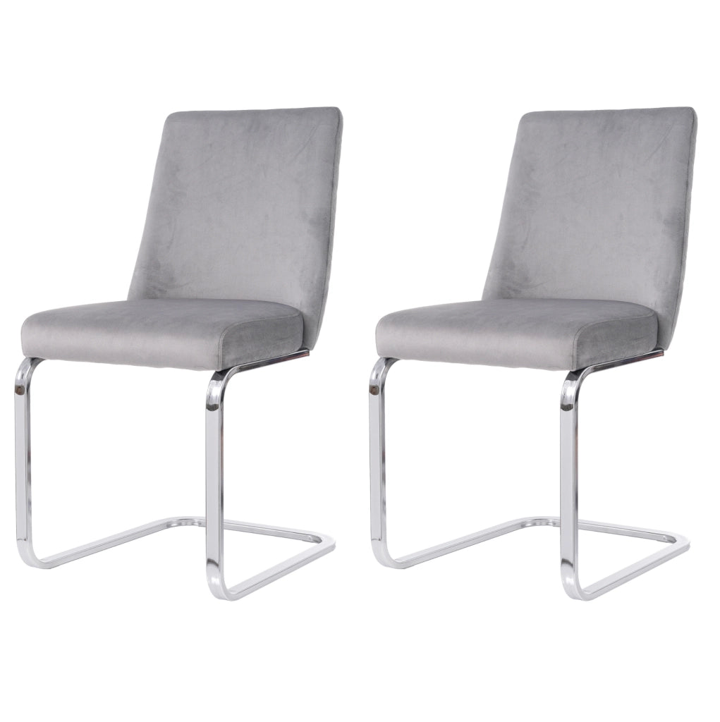Set di 2 sedie da pranzo 63.5x63.5x47.63 cm con schienale a rombi in velluto e gambe in metallo grigio