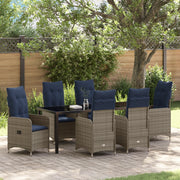 Set da Pranzo da Giardino 7 Pezzi con Cuscini Neri in Polyrattan
