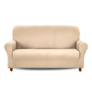Copridivano In Velluto Elegante Impermeabile Tessuto Elasticizzato Antimacchia Copripoltrona Salva Divano Due Tre Posti Cover Sofà Universale Certificato Oekotex Antigraffio Animali  Crema - Divano 3 posti