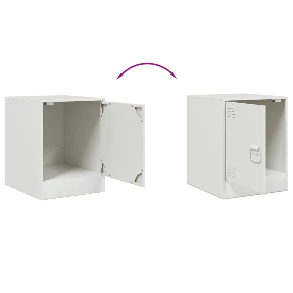 Set di 2 Comodini | Armadio da Notte | Mobiletto da notte Bianchi 34,5x39x44 cm in Acciaio