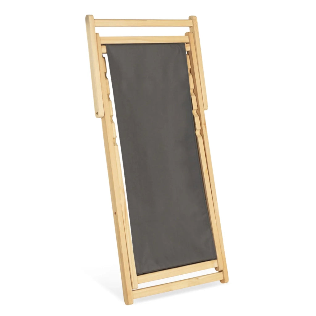 IDMarket - Set di 2 lettini pieghevoli in legno tela chilienne grigio antracite