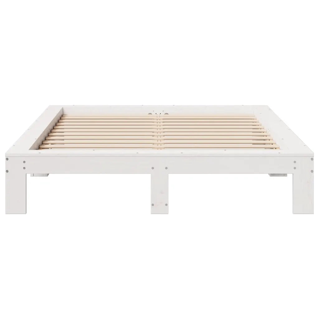 Letto senza Materasso Bianco 135x190 cm Legno Massello di Pino 3308748