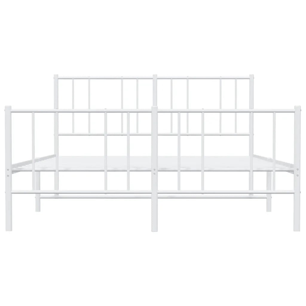 Giroletto con Testiera e Pediera-Struttura Letto Metallo Bianco 150x200 cm 219726