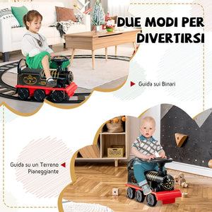 Trenino Elettrico per Bambini, Treno Giocattolo con 16 Pezzi di Binari, con Luci e Suoni, Scatola di Stoccaggio, Regalo per Bambini Anni 3+, Nero