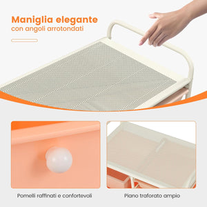 Carrello con 15 Cassetti Impilabili, Carrello di Stoccaggio con Ruote, Carello Portaoggetti per Casa e Ufficio, 62,5 x 37 x 87 cm (Arancia)