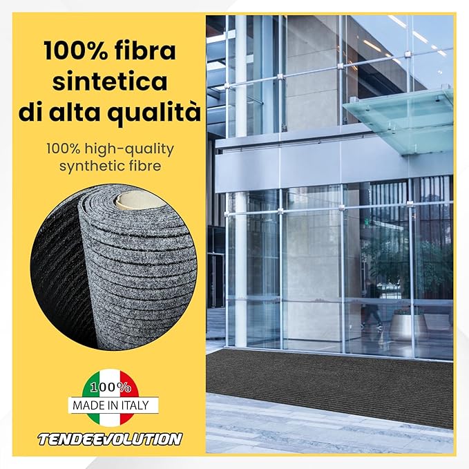Tappeto Zerbino Grigio Antiscivolo, Altezza 1M - Vendita al Metro, Resistente, Interno/Esterno, Camper, Barche