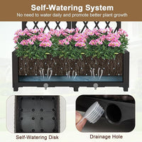 Fioriera con Spalliera da Esterno in PE, Vaso Rettangolare da Giardino con Auto-Irrigante e Fori di Drenaggio, Fioriera con Grigliato per Rampicanti da Balcone (Marrone, 80 x 40 x 122 cm)