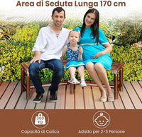 Panchina Curva da Patio, Panchina di Legno Massello per 2-3 Persone, Panca da Fuoco Senza Schienale per Esterni, Giardino e Bordo Piscina, Portata 360 kg (Marrone)