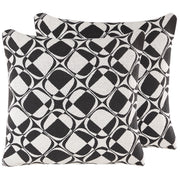 Set di 2 cuscini decorativi in bianco e nero 45 x 45 cm in cotone rimovibili con imbottitura in poliestere