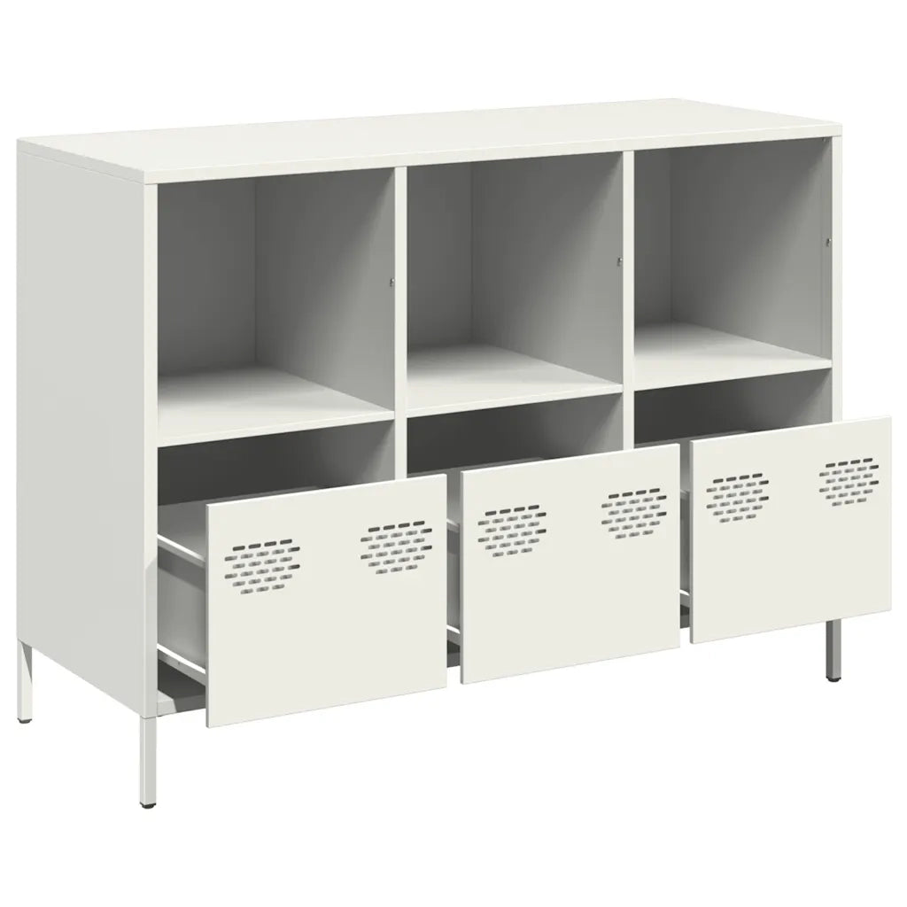 Credenza Bianca 101,5x39x73,5 cm in Acciaio Laminato a Freddo 851369