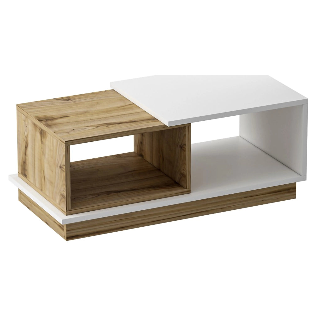 Ruino, Tavolino da Salotto 2 Vani, 90x45x36h cm Marrone Rovere Nodi