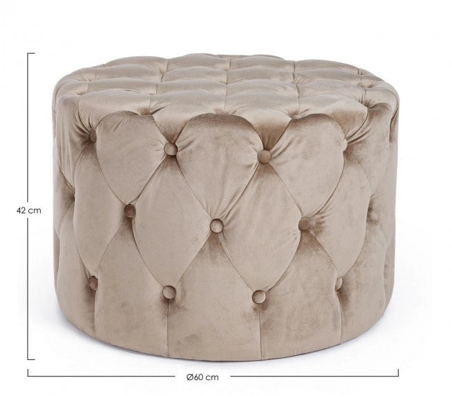 Pouf in Velluto Tortora Moderno da Interni - LEWIS
