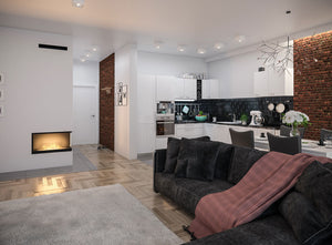 Camino a Bioetanolo da Incasso 80x45 cm Inside P800 V2 Angolo a Destra Nero con Vetro