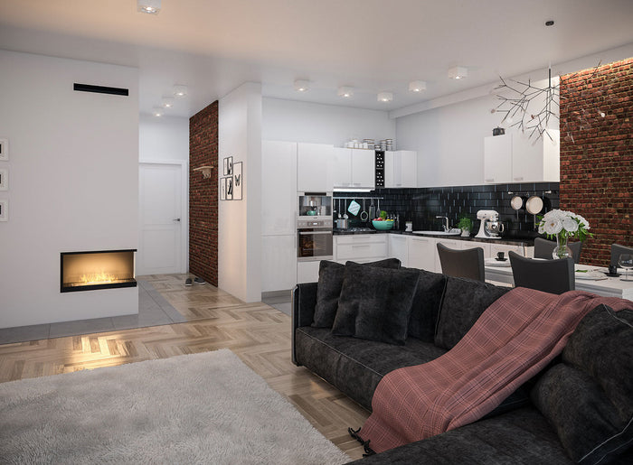 Camino a Bioetanolo da Incasso 80x45 cm Inside P800 V2 Angolo a Destra Nero con Vetro