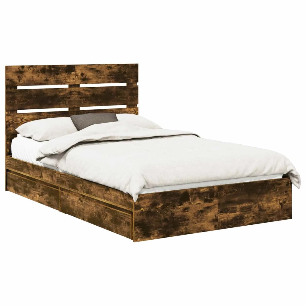 Letto con Contenitore con testiera Rovere fumé 120 x 190 cm 3411916
