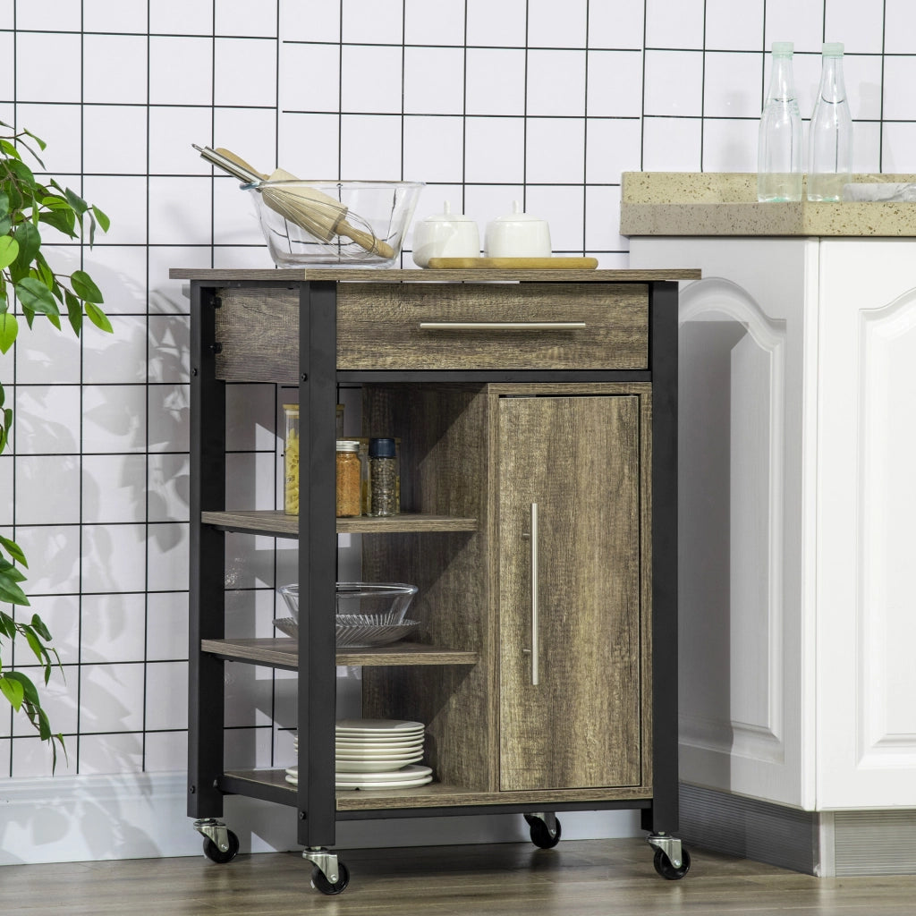 Armadio Mobile da Cucina con Cassetto e Mensole ¨C zephmum ¨C Quercia, 60x50x84.5cm