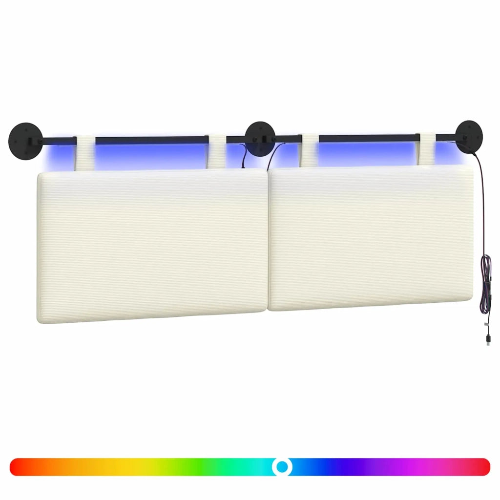 Testiera sospesa Con luce LED Crema Tessuto in Cords 3424310