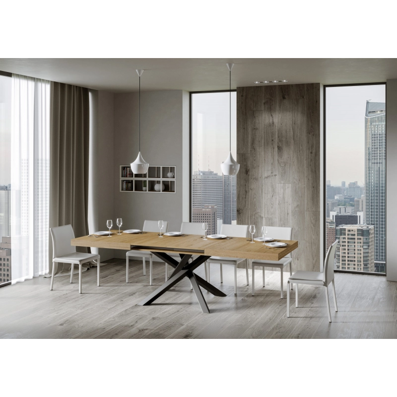 Tavolo allungabile 90x180/440 cm Volantis telaio Antracite - Quercia Natura