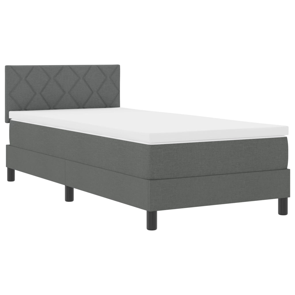 Letto box spring con materasso grigio scuro 90x200 cm tessuto