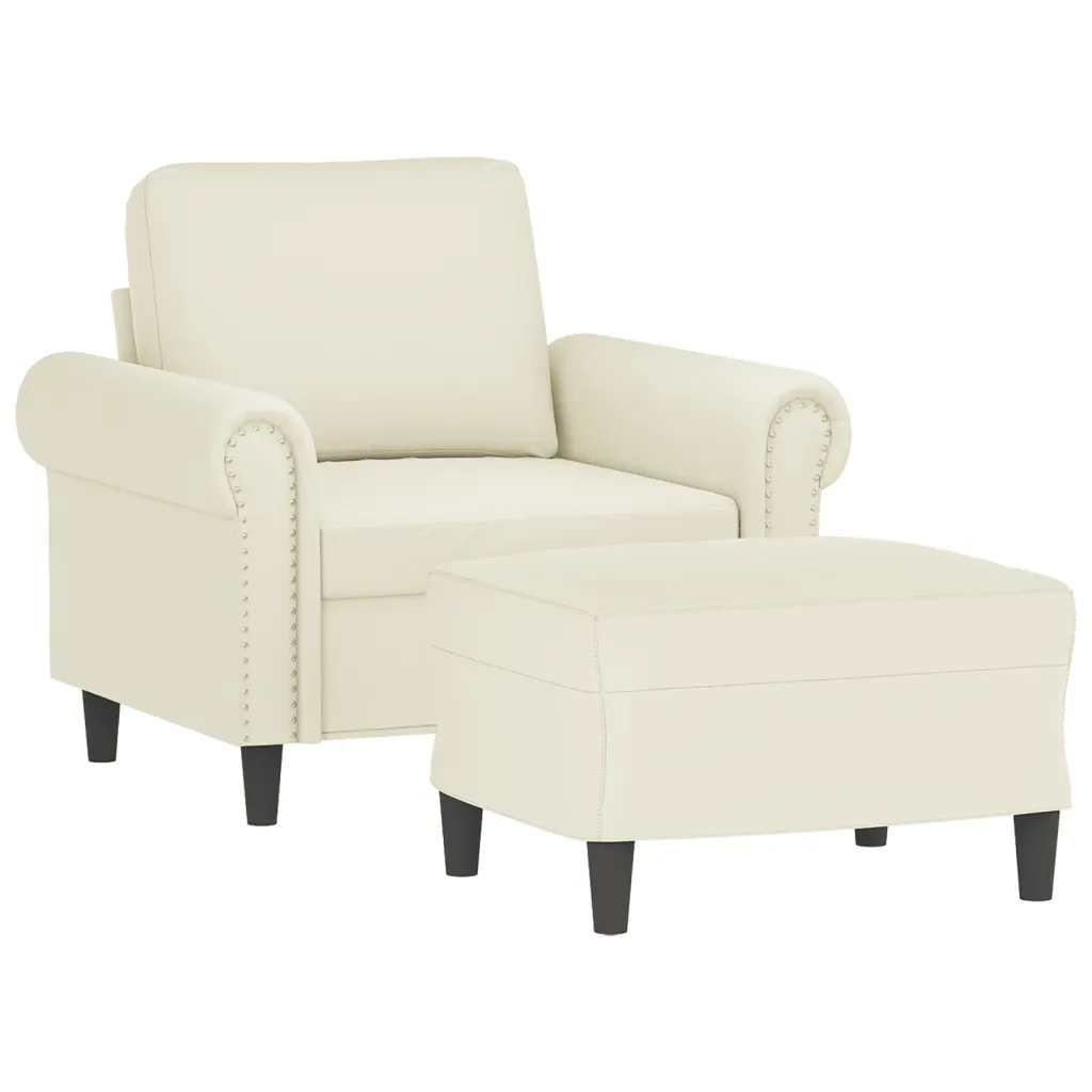 Poltrona | Sedia Relax con Poggiapiedi Crema 60 cm in Velluto