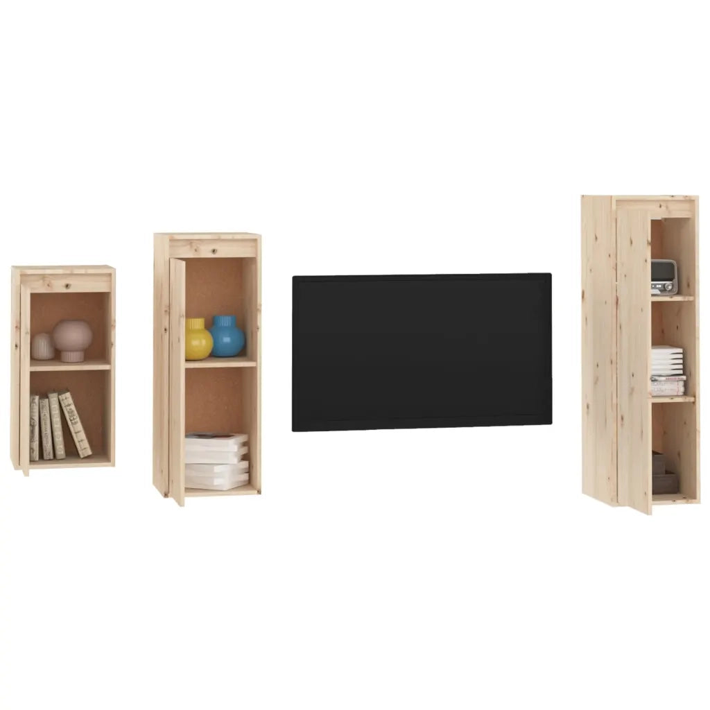 Mobili Porta TV 3 pz in Legno Massello di Pino 3100159