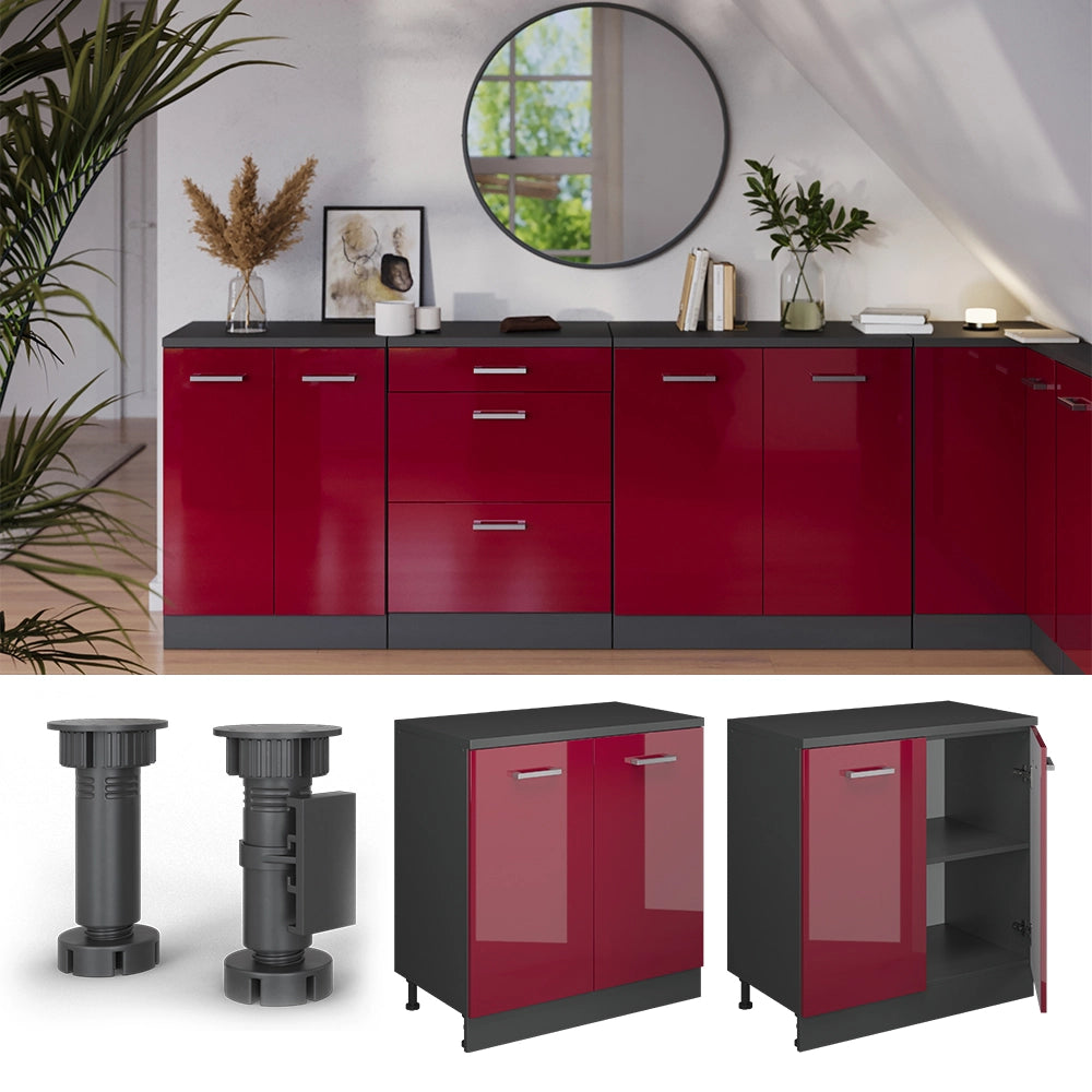 Mobile per mansarda Rion Rosso lucido/Antracite 80 x 83.8 cm senza inclinazione con 2 ante Vicco