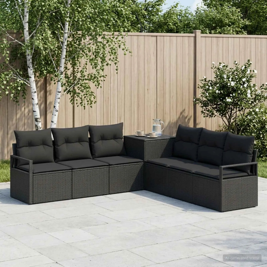 Set di divani 7 pz Nero Rattan sintetico e Acciaio 3448714