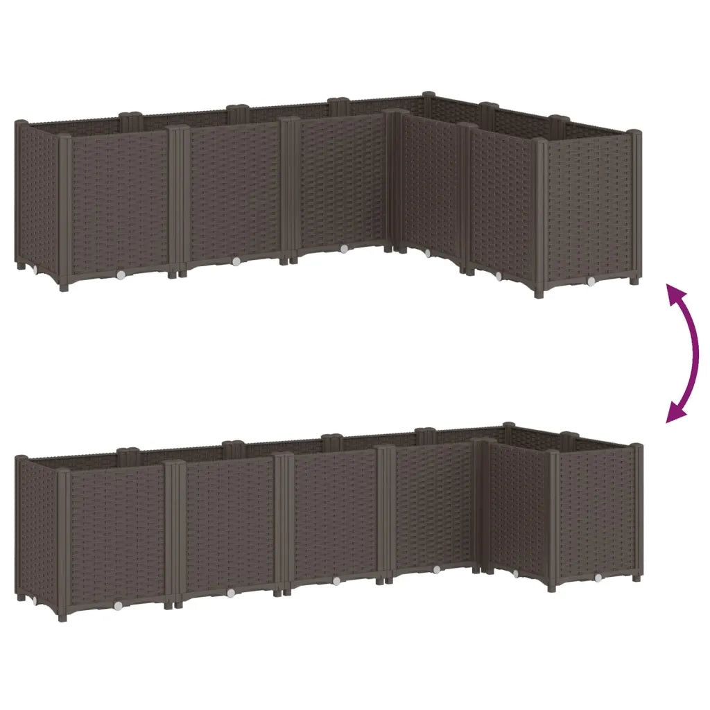 Fioriera | Cassetta per fiori | Vaso da Giardino Marrone 160x120x53 cm in PP