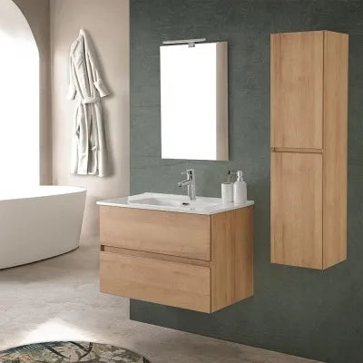 Colonna bagno sospesa 120 cm noce gold con ripiani regolabili Dafne