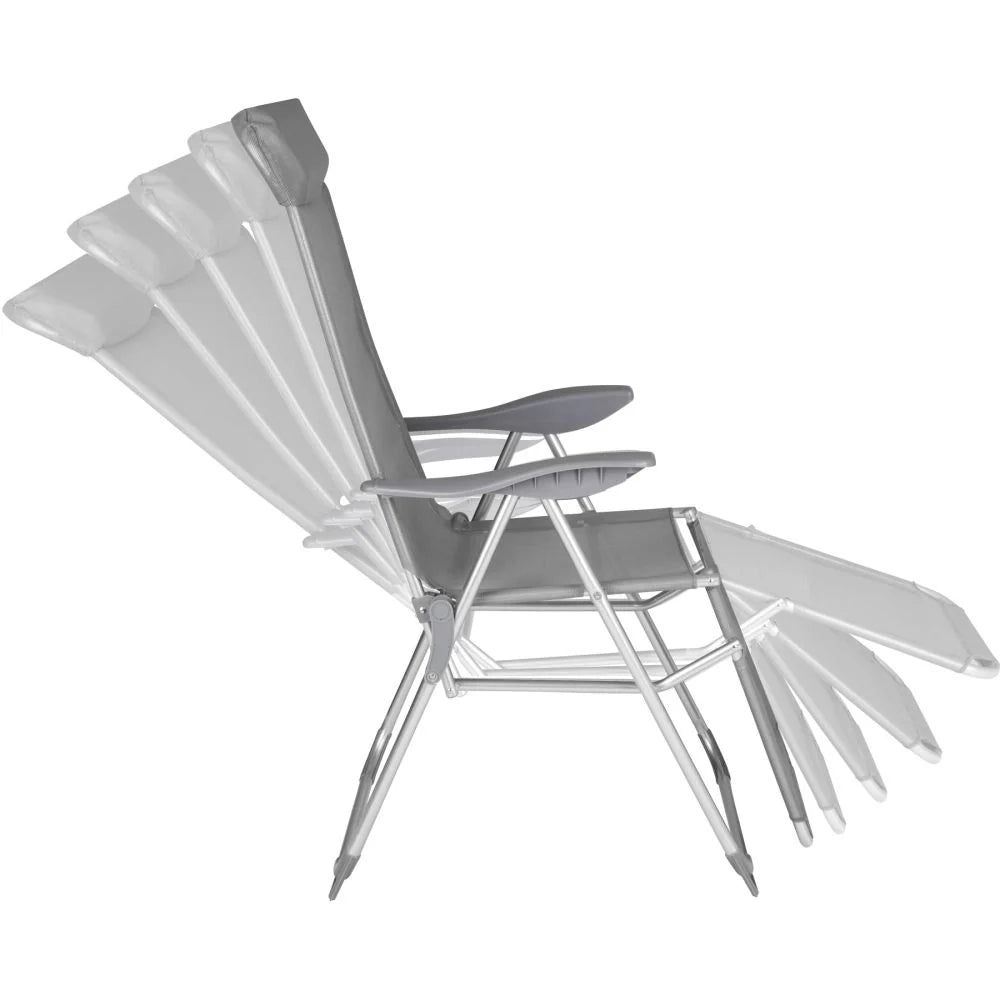 Set di 2 sedie da giardino pieghevoli con poggiapiedi braccioli poggiatesta rimovibile mobili da giardino per esterni struttura in alluminio schienale reclinabile mobili da giardino 2208264