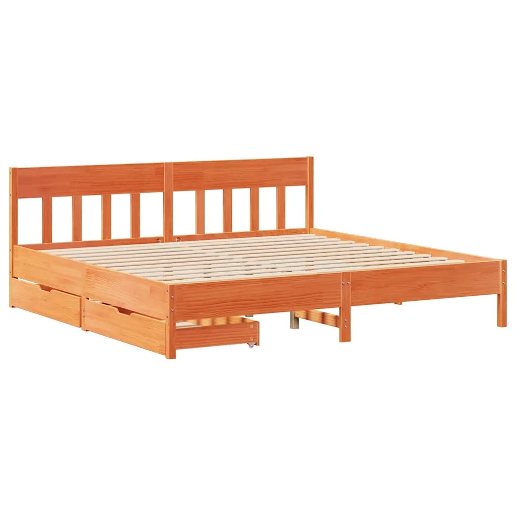 Letto senza Materasso-Struttura Letto Marrone Cera 180x200 cm in Legno di Pino 156998