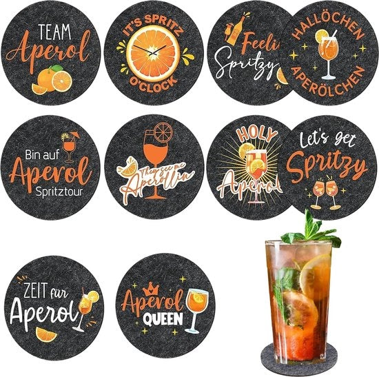 Decori per cocktail per 10 pezzi, bicchieri Aperol, regalo per amanti dei bicchieri di drink, accessori per cocktail, decorazione per tavola, 10 pezzi