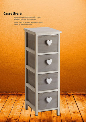 C656134 - CASSETTIERA 4 CASSETTI C/CUORE GRIGIA