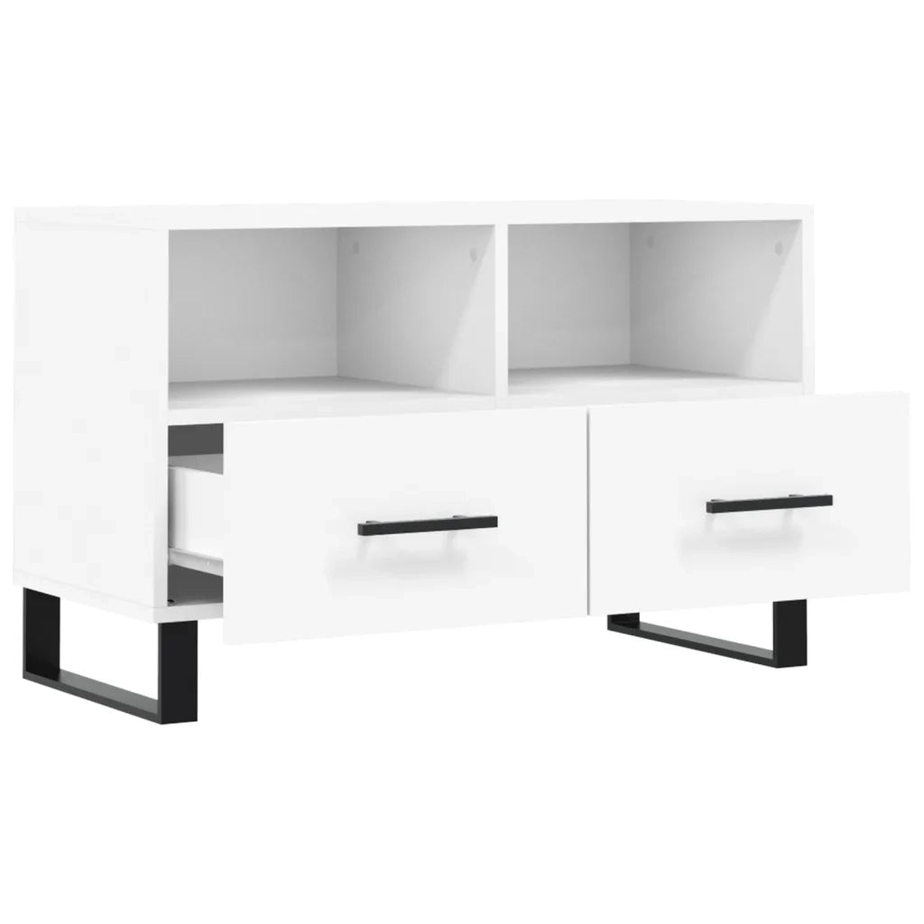Mobile Porta TV Bianco 80x36x50 cm in Legno Multistrato 828996