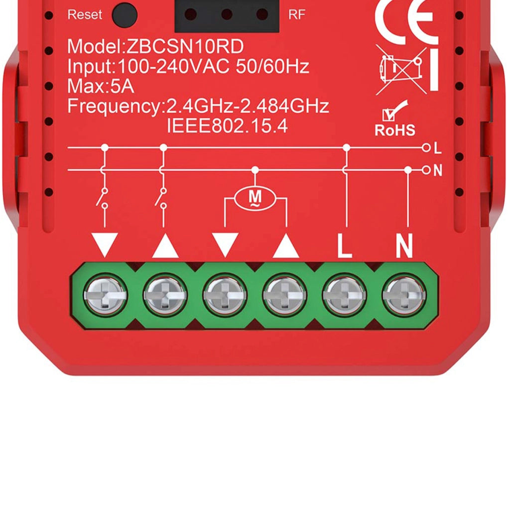 Interruttore Connesso Zigbee 3.0 1000W per Tapparella e Tenda Rosso Nedis