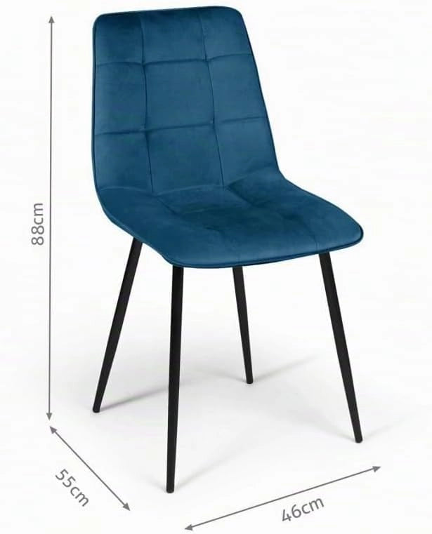 Set di 4 sedie da pranzo MILA in velluto blu